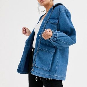 ASOS Design denim oversized patch pocket jacket